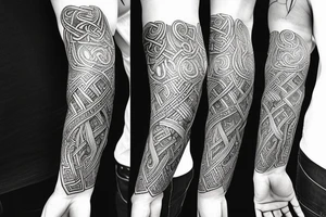 Urnes style viking arm sleeve tattoo idea