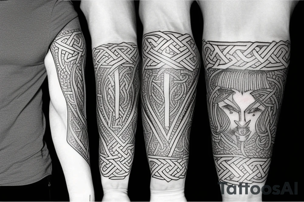 Urnes style viking arm sleeve tattoo idea
