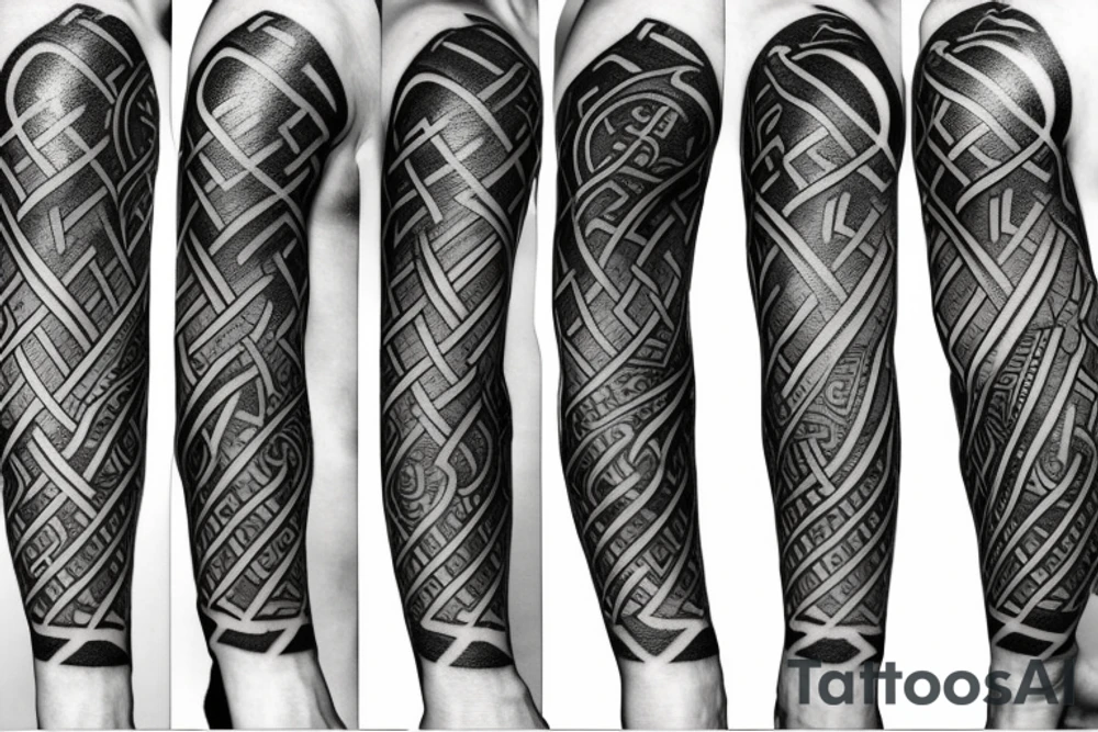 Urnes style viking arm sleeve tattoo idea