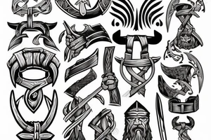 Urnes viking style in axe head outline tattoo idea