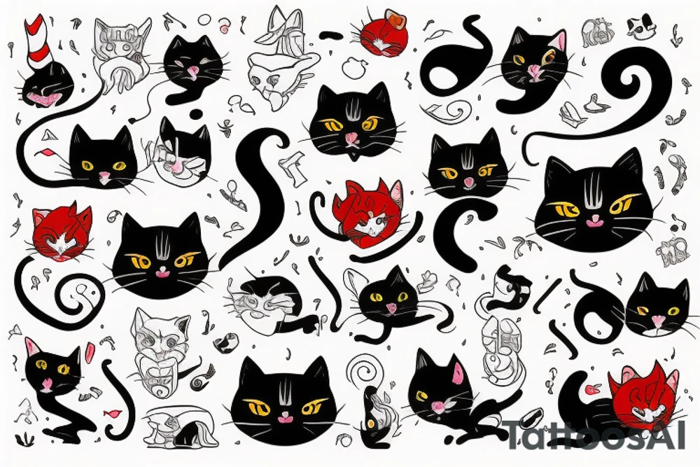 Black cat and red cat tattoo idea