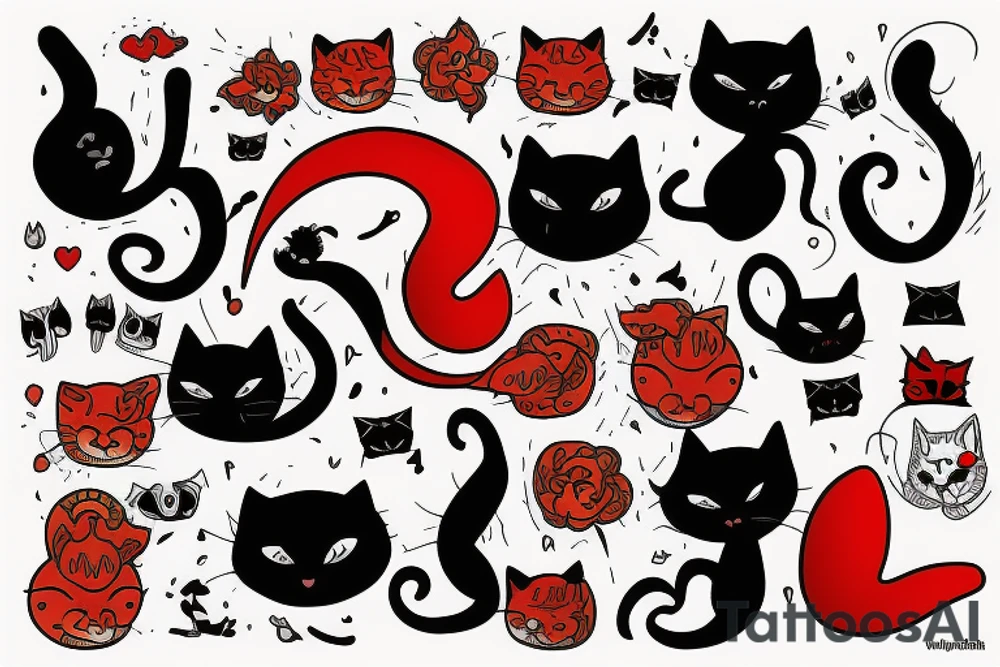 Black cat and red cat tattoo idea