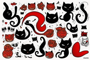 Black cat and red cat tattoo idea