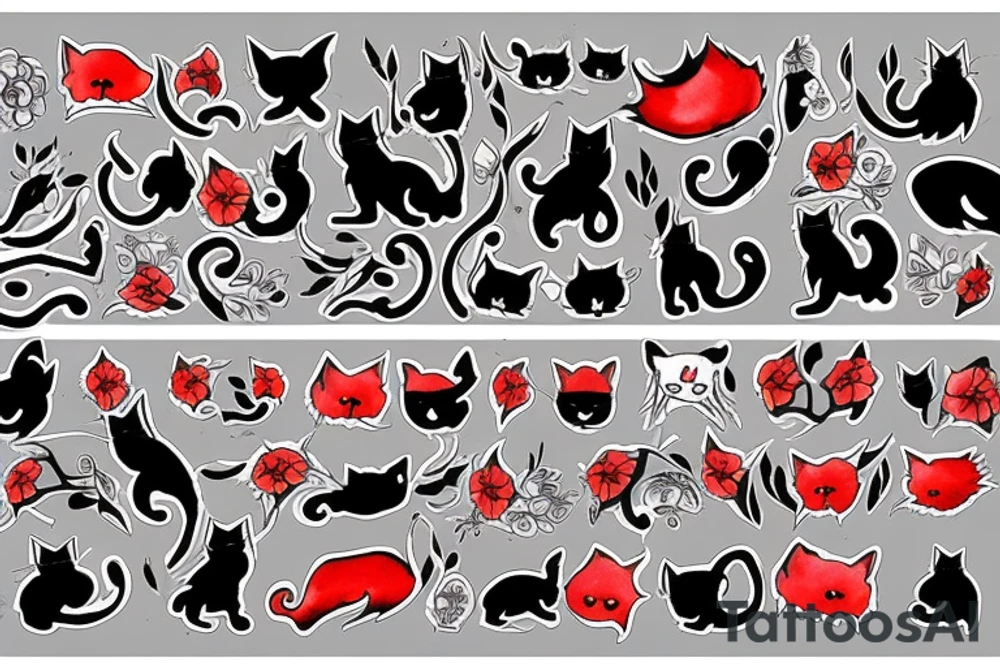 Black cat and red cat tattoo idea