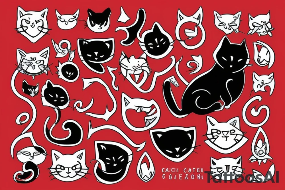 Black cat and red cat tattoo idea