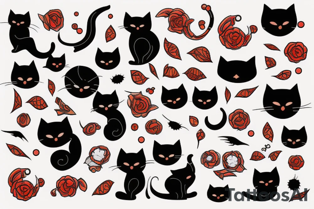 Black cat and red cat tattoo idea