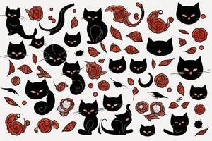Black cat and red cat tattoo idea