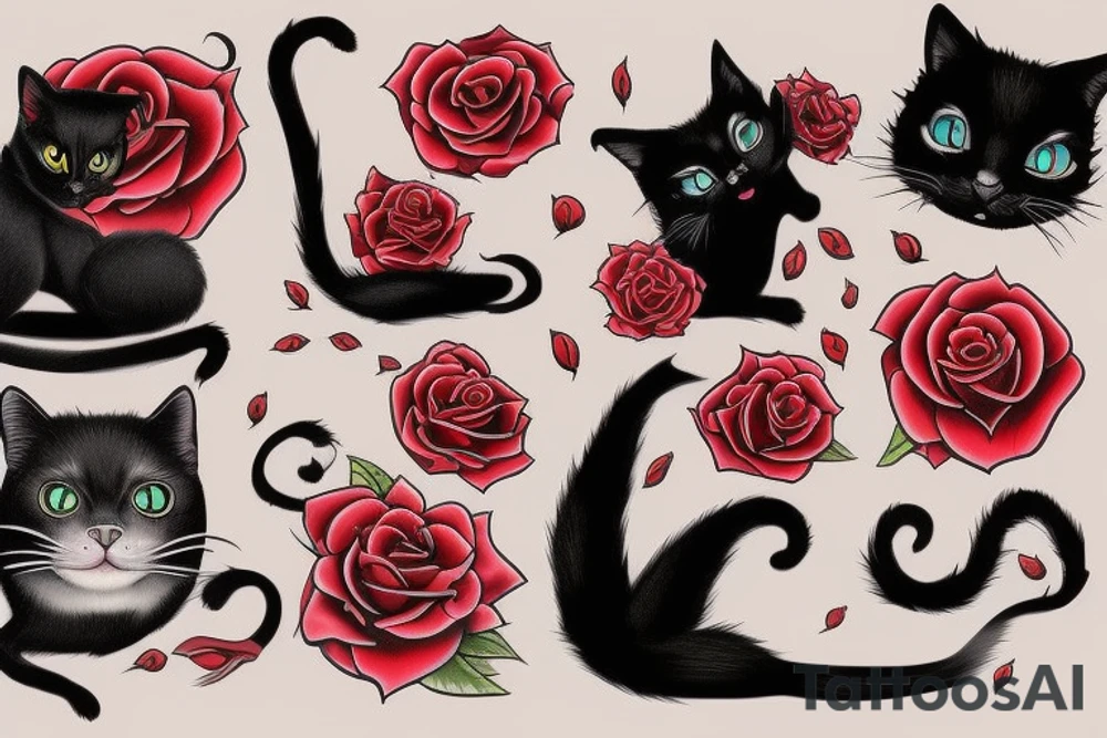 Black cat and red cat tattoo idea
