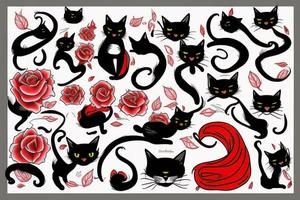 Black cat and red cat tattoo idea