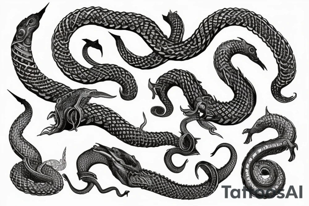 Urnes viking arm sleeve jormungandr  sea serpent tattoo idea