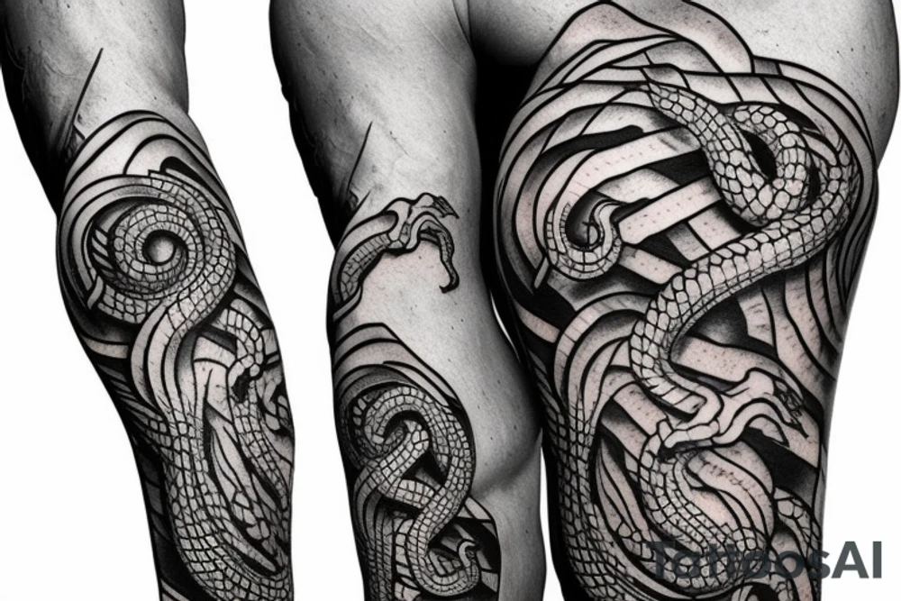 Urnes viking arm sleeve jormungandr  sea serpent tattoo idea
