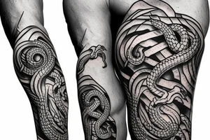 Urnes viking arm sleeve jormungandr  sea serpent tattoo idea