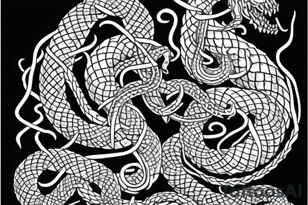Urnes viking arm sleeve jormungandr  sea serpent tattoo idea
