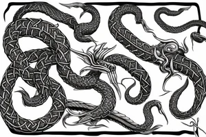 Urnes Church viking arm sleeve jormungandr  sea serpent simple tattoo idea