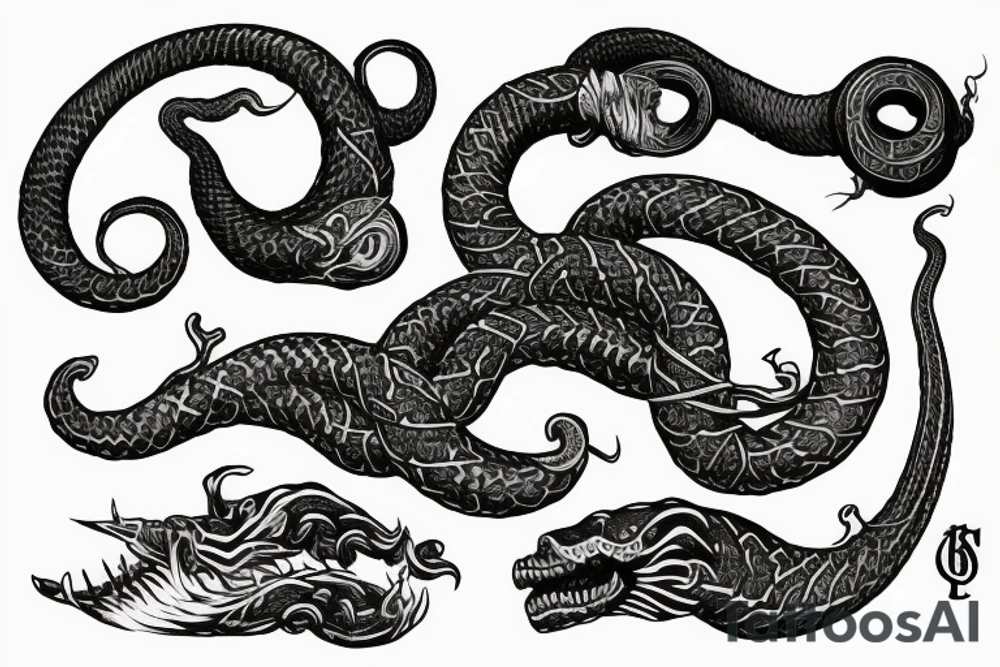Urnes Church viking arm sleeve jormungandr  sea serpent simple tattoo idea