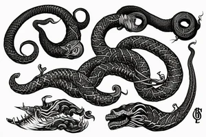 Urnes Church viking arm sleeve jormungandr  sea serpent simple tattoo idea