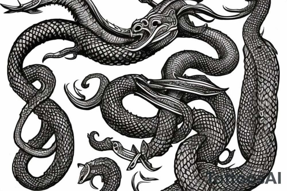 Urnes Church viking arm sleeve jormungandr  sea serpent simple tattoo idea