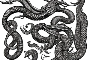 Urnes Church viking arm sleeve jormungandr  sea serpent simple tattoo idea