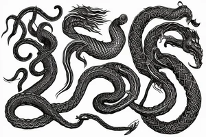 Urnes Church viking arm sleeve jormungandr  sea serpent simple tattoo idea