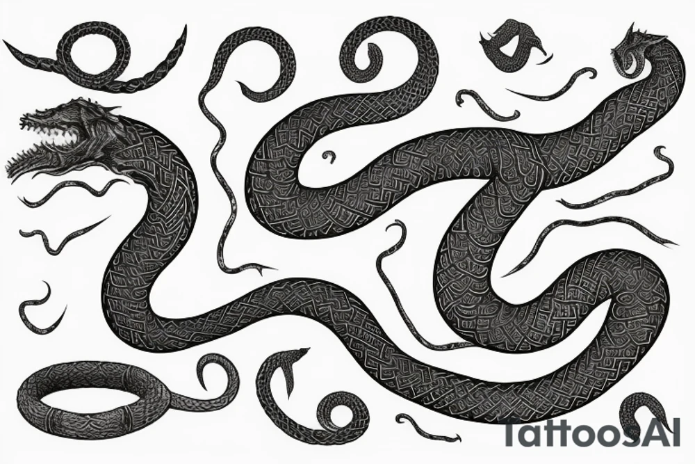 Urnes Church viking arm sleeve jormungandr  sea serpent simple tattoo idea