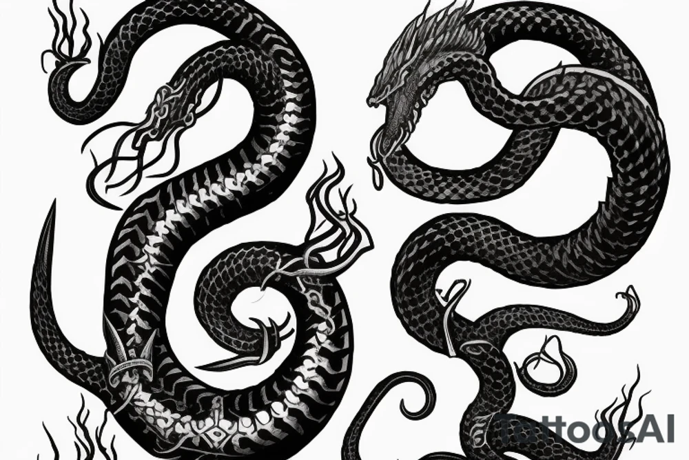 Urnes Church viking arm sleeve jormungandr  sea serpent simple tattoo idea