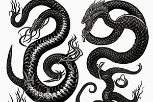Urnes Church viking arm sleeve jormungandr  sea serpent simple tattoo idea