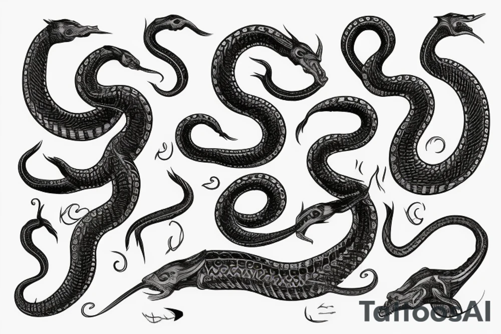 Urnes Church viking arm sleeve jormungandr  sea serpent simple tattoo idea