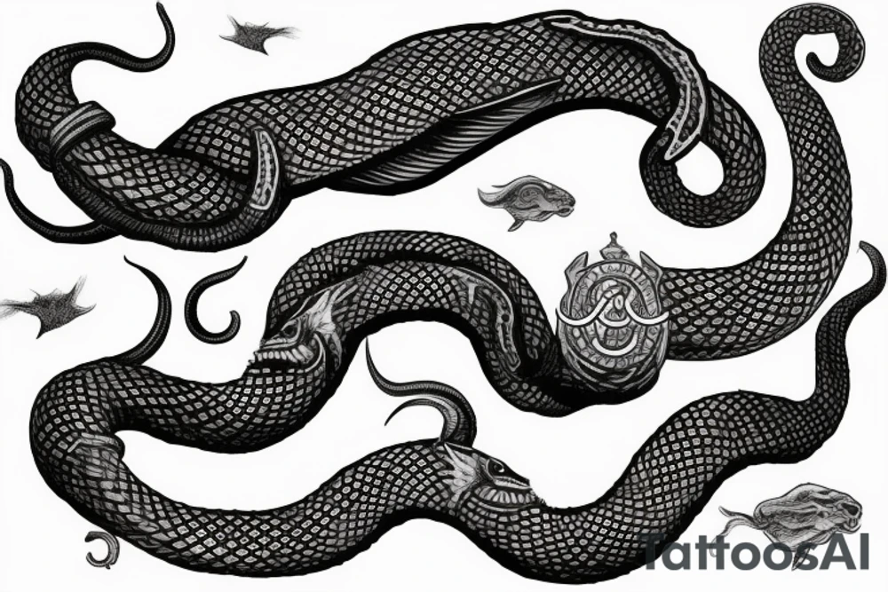 Urnes Church viking arm sleeve jormungandr  sea serpent simple tattoo idea
