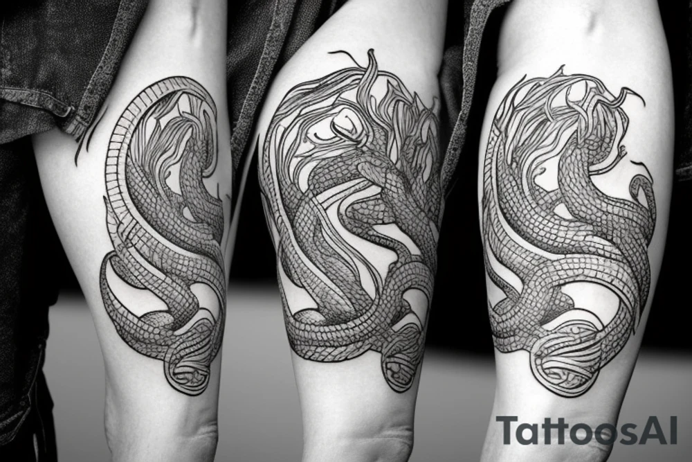 Urnes Church viking arm sleeve jormungandr  sea serpent simple tattoo idea