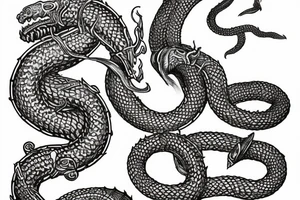 Urnes Church viking arm sleeve jormungandr  sea serpent simple tattoo idea
