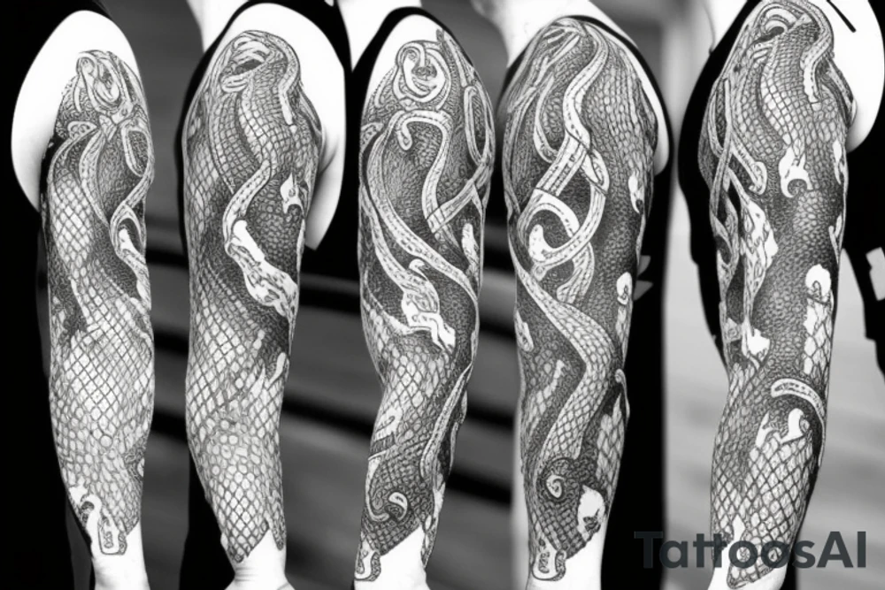 Urnes Church viking arm sleeve jormungandr  sea serpent simple tattoo idea