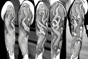 Urnes Church viking arm sleeve jormungandr  sea serpent simple tattoo idea