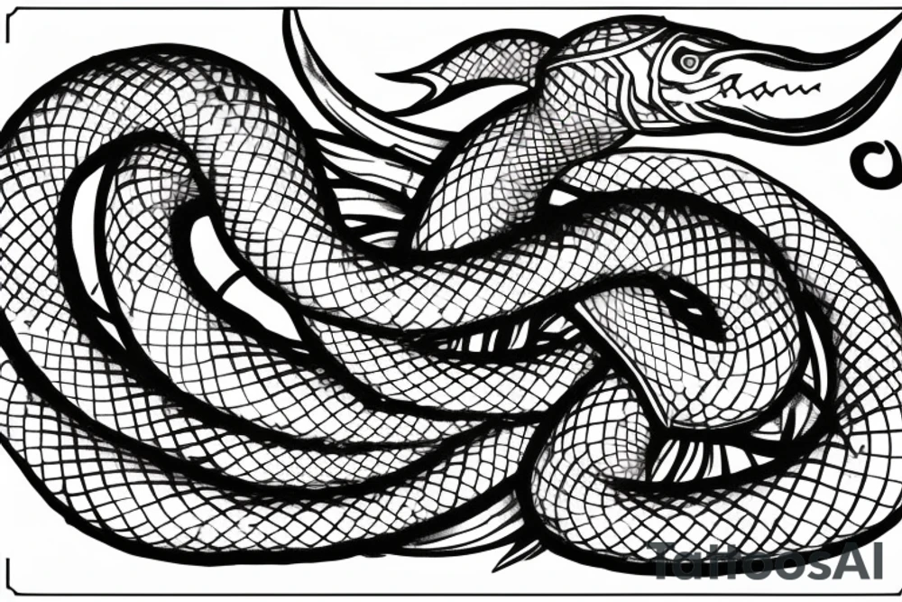 Urnes Church viking arm sleeve jormungandr  sea serpent simple tattoo idea