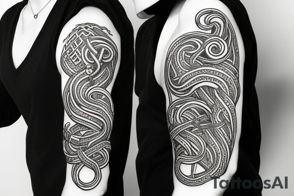 Urnes Church viking arm sleeve jormungandr  sea serpent simple tattoo idea