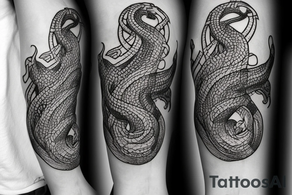 Urnes Church viking arm sleeve jormungandr  sea serpent simple tattoo idea
