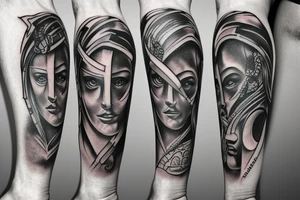full leg sleeve tattoo, Spartan and greek mythology theme tattoo idea