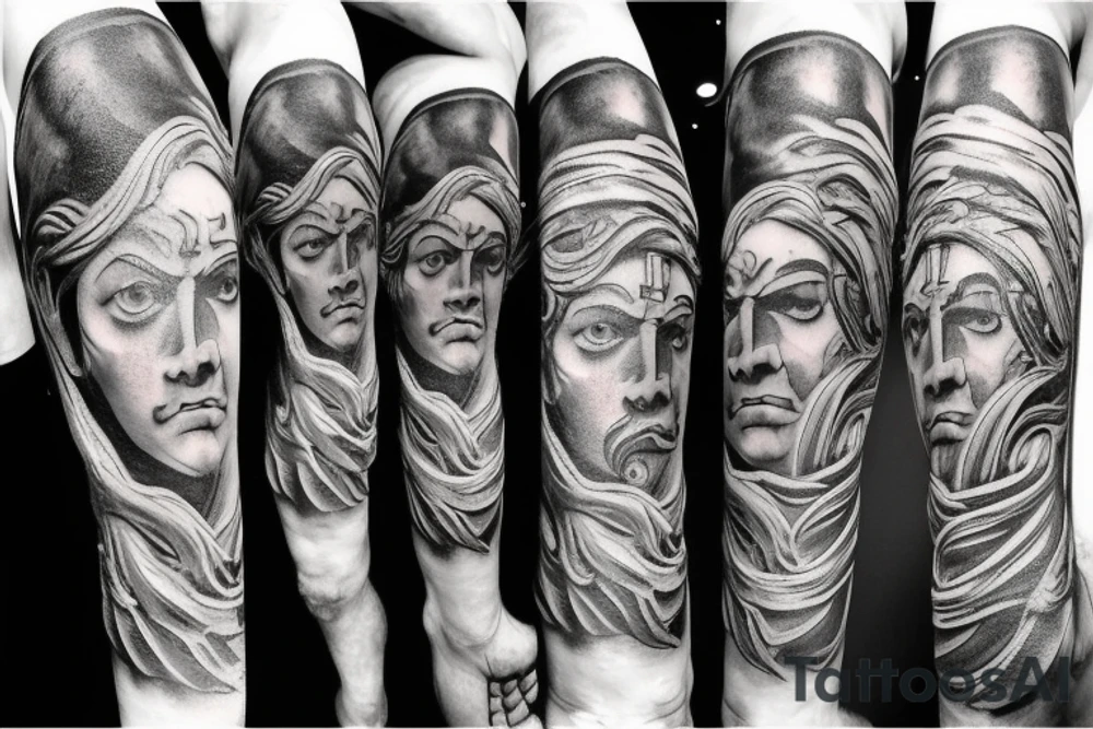 Spartan and greek mythology male tattoo idea