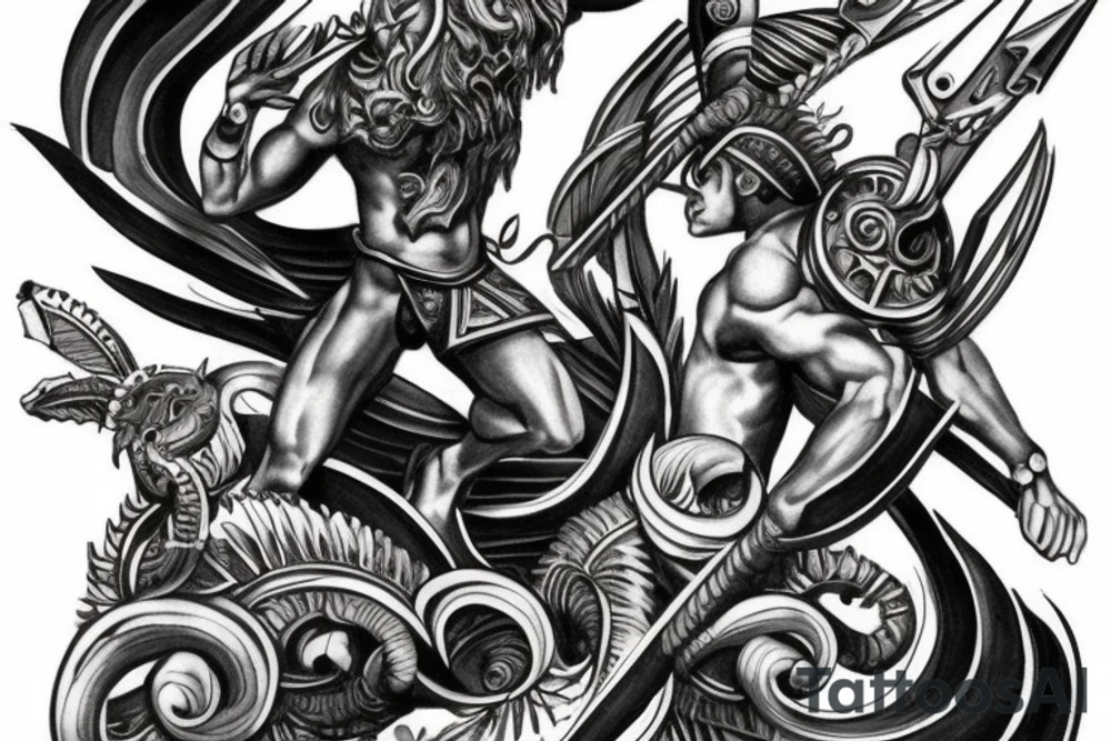 Spartan and greek mythology male tattoo idea