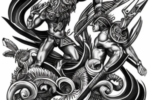 Spartan and greek mythology male tattoo idea