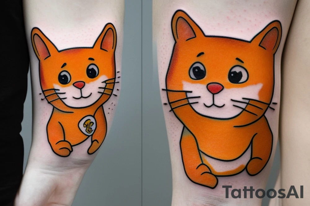 An orange and white cat with winnie the pooh tattoo idea