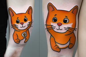 An orange and white cat with winnie the pooh tattoo idea