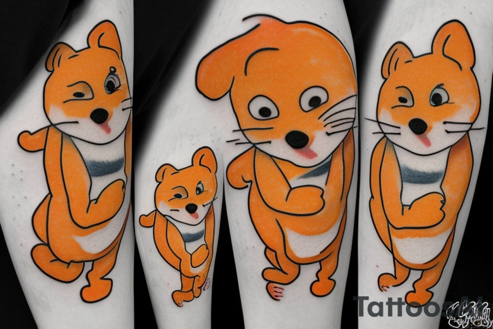An orange and white cat with winnie the pooh tattoo idea
