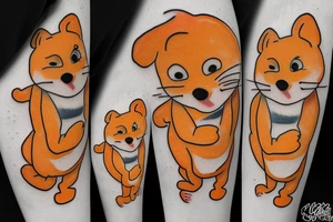 An orange and white cat with winnie the pooh tattoo idea