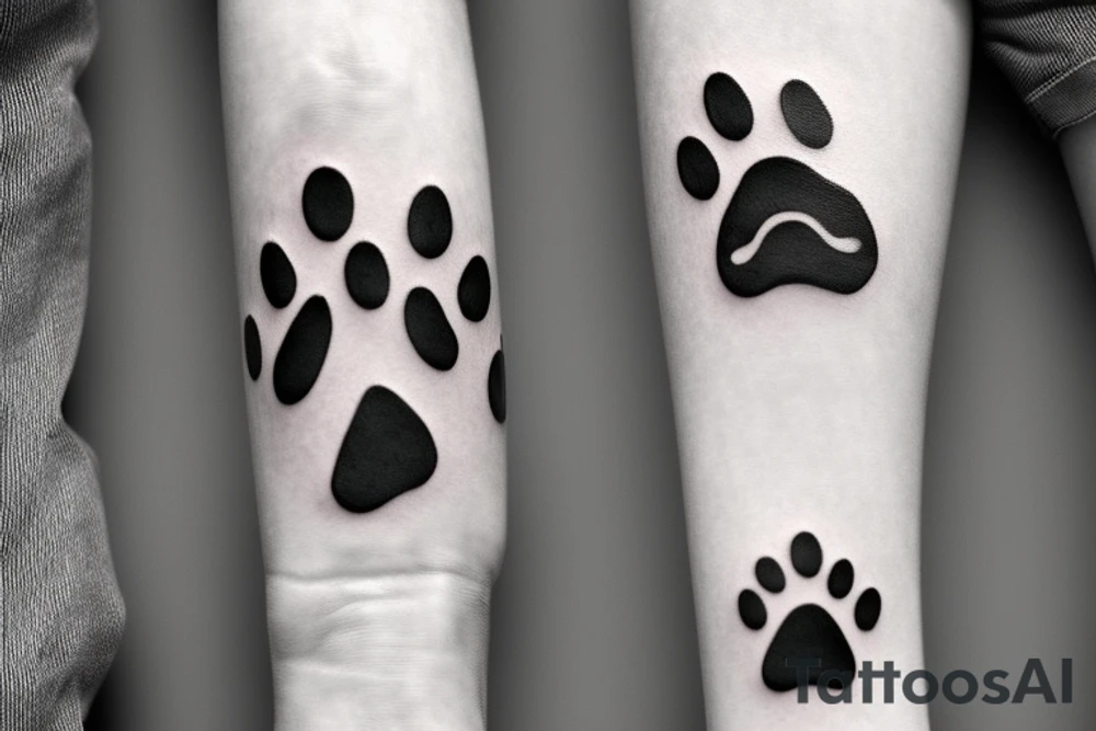 Dog in a paw print tattoo idea