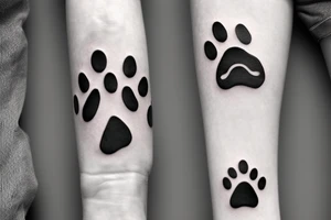 Dog in a paw print tattoo idea