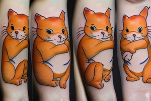 An orange and white cat with winnie the pooh tattoo idea
