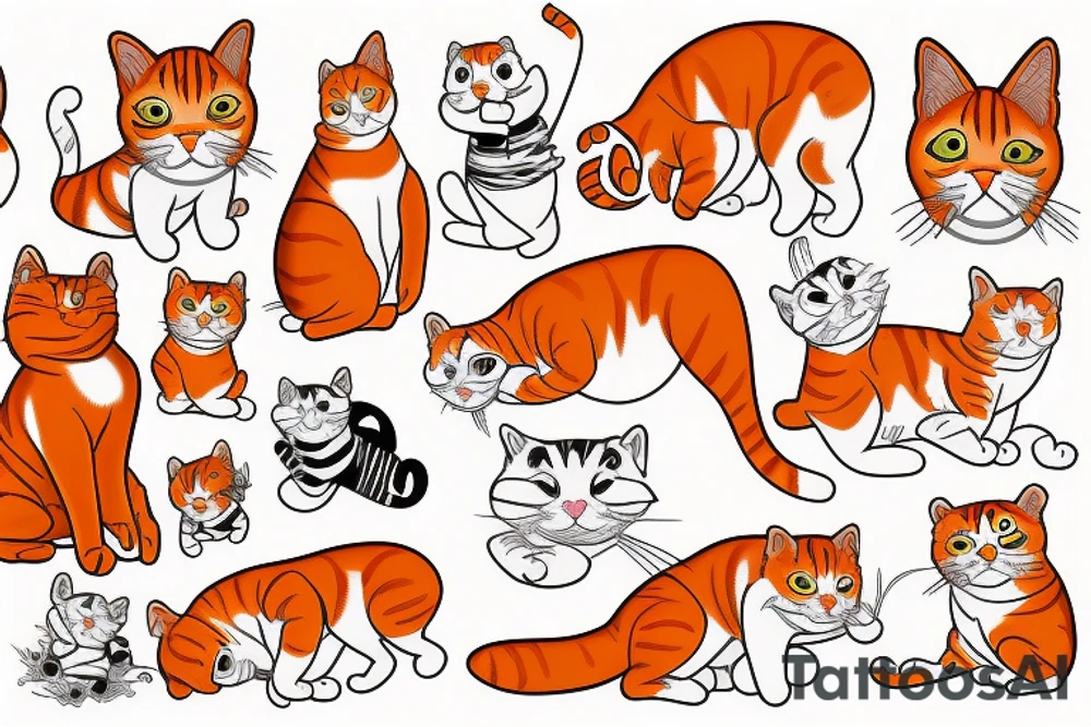 An orange and white cat with winnie the pooh tattoo idea