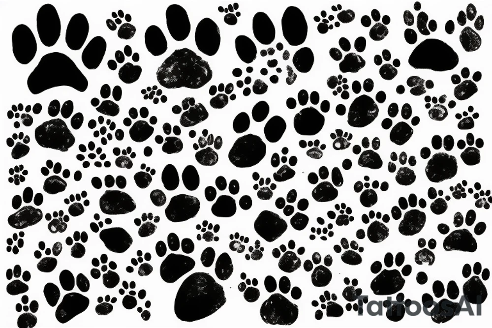 Dog in a paw print tattoo idea