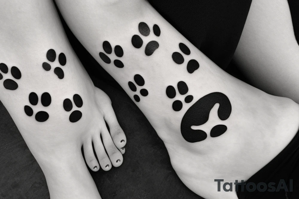 Dog in a paw print tattoo idea