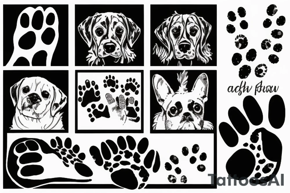 Dog in a paw print tattoo idea